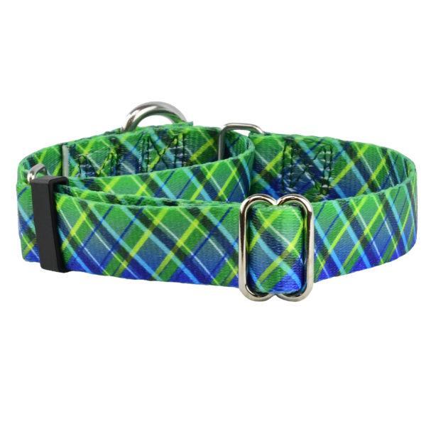 Electric Glow Green Plaid EarthStyle Dog Collar